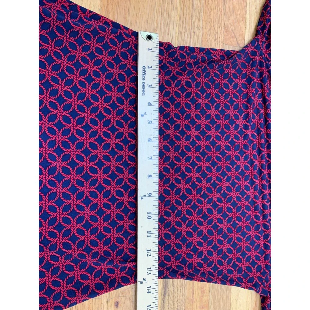 Michael Kors Navy Red Rope Link Print Tiered Ruffle Long Sleeve Dress XS